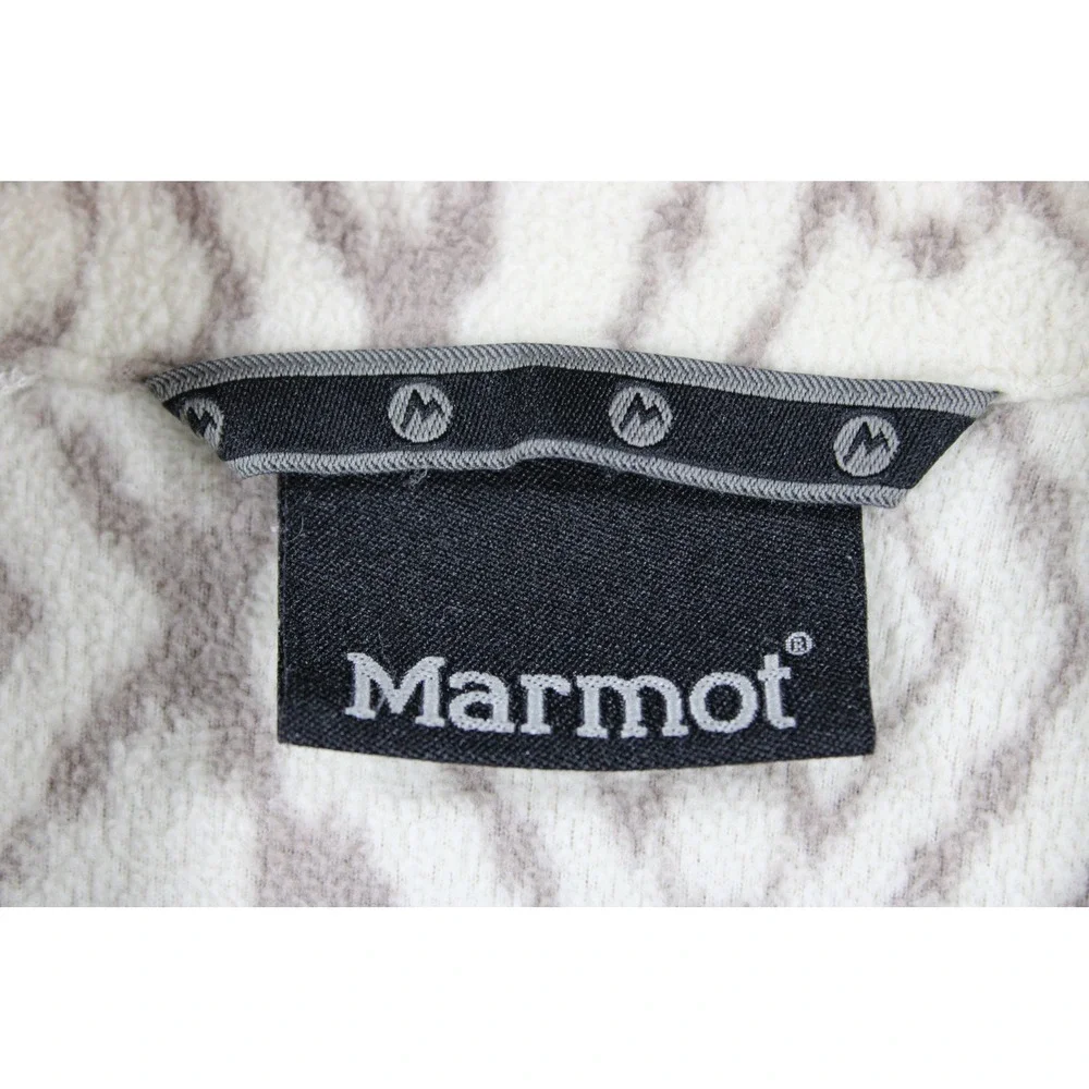 Marmot Womens Fleece Pullover Quarter Zip Geometric Ikat Grey Cream Size Medium